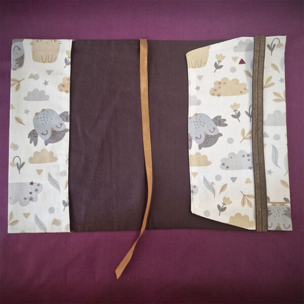 Couvre Livre Relié Hiboux & lapinou marron