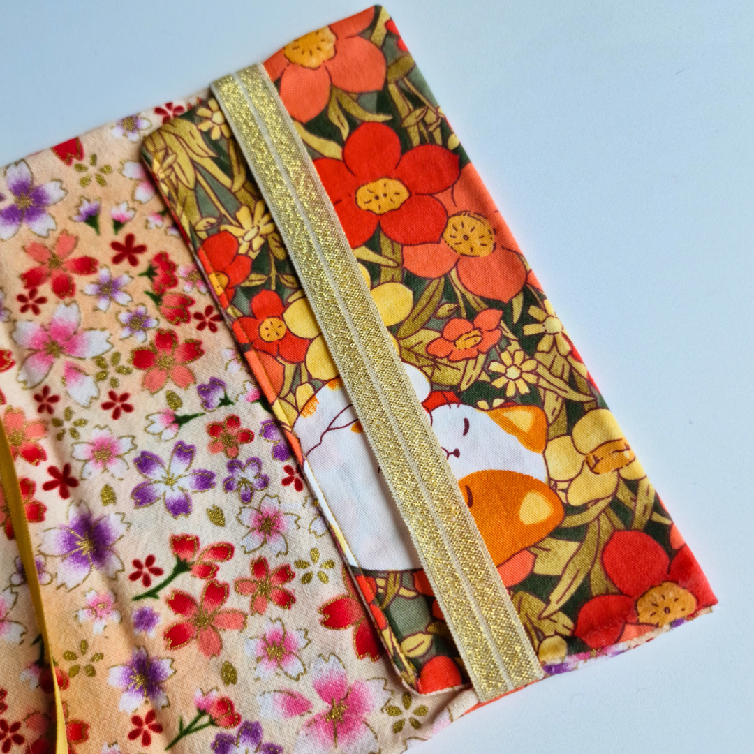 Couvre-livre Ronron Fleuri Détail Elastique